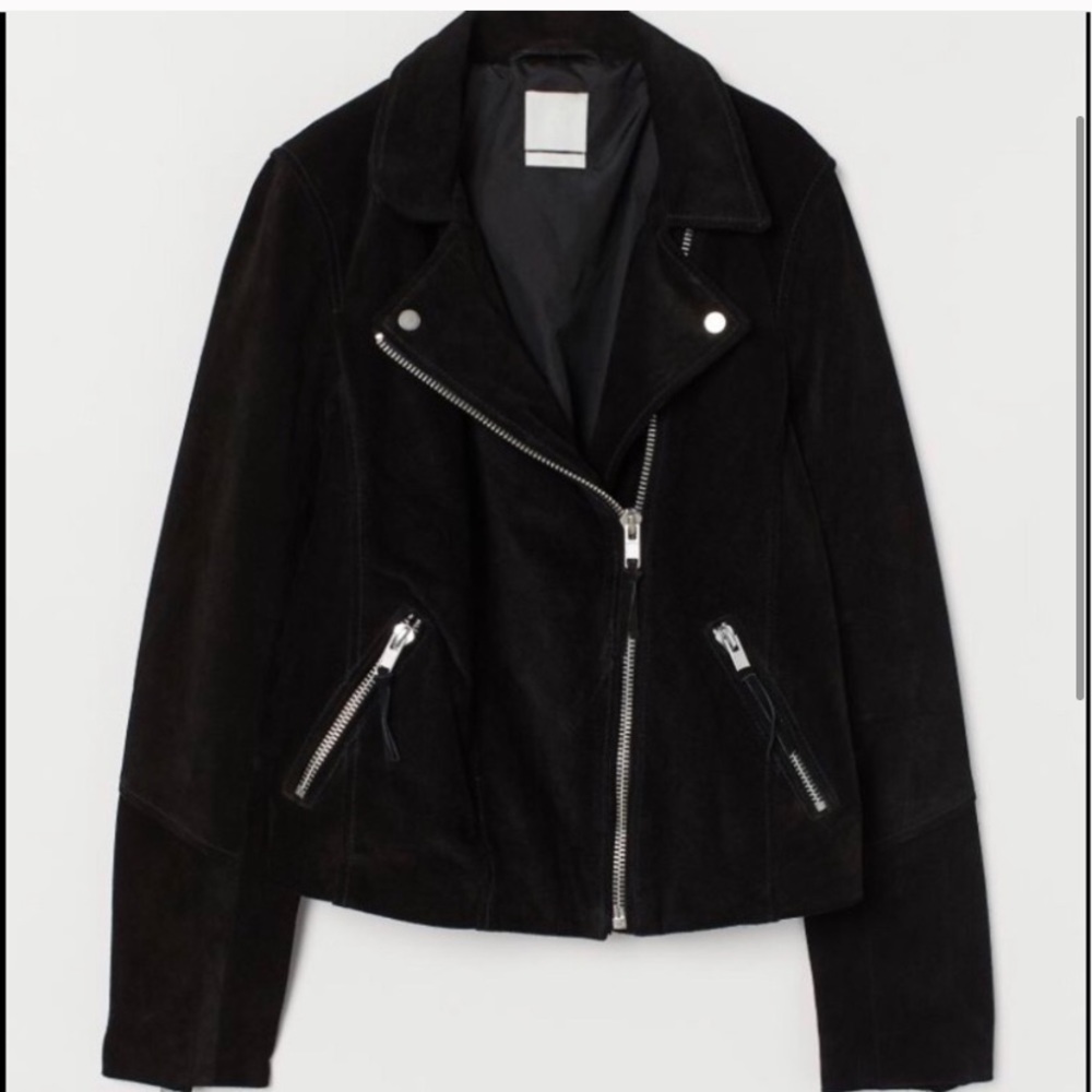 H&M Real Suede Biker Jacket NWT XS - Picture 2 of 6